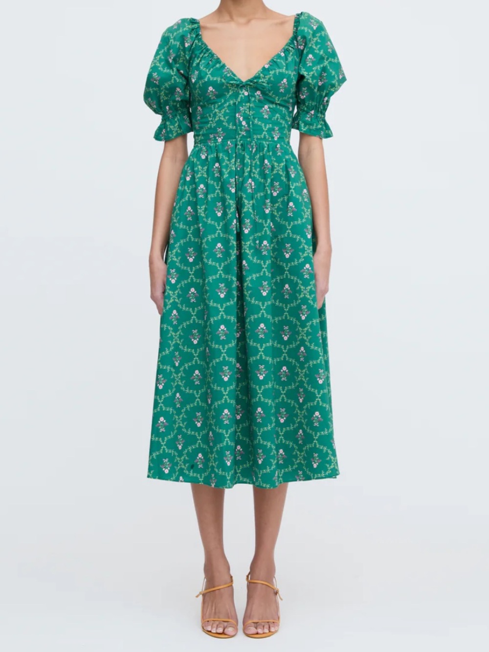 Hill House The Ophelia Dress - Emerald Trellis
